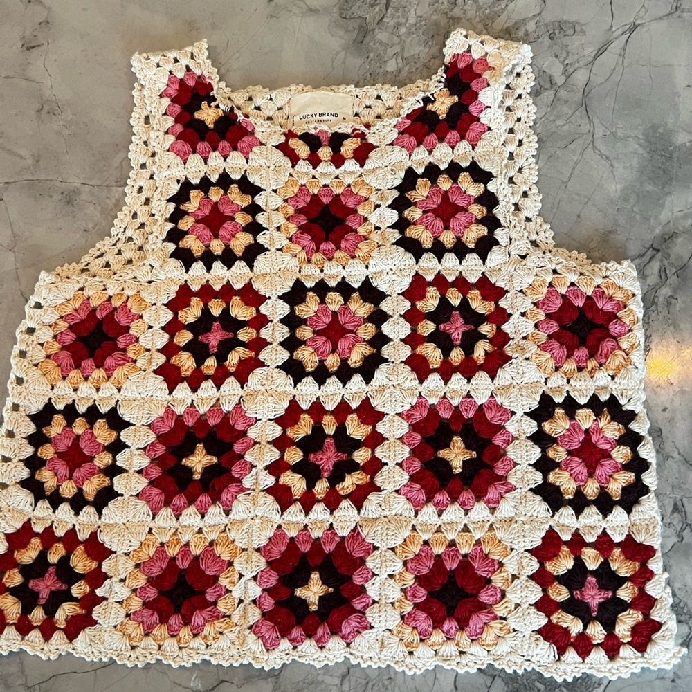 Lucky Brand Multicolor Crochet Tank Top